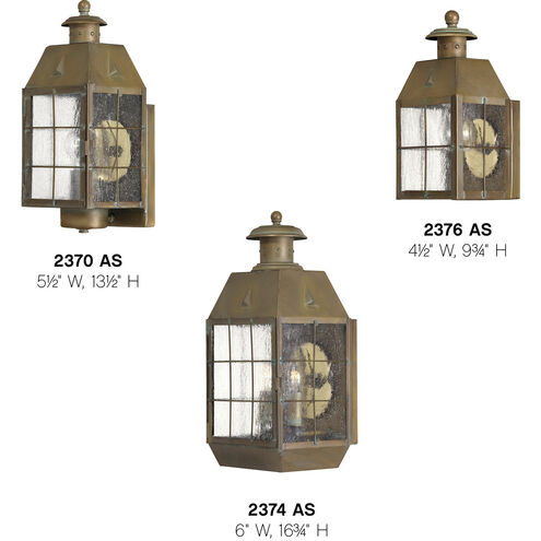 Heritage Nantucket LED 14 inch Aged Brass Outdoor Wall Mount Lantern, Small