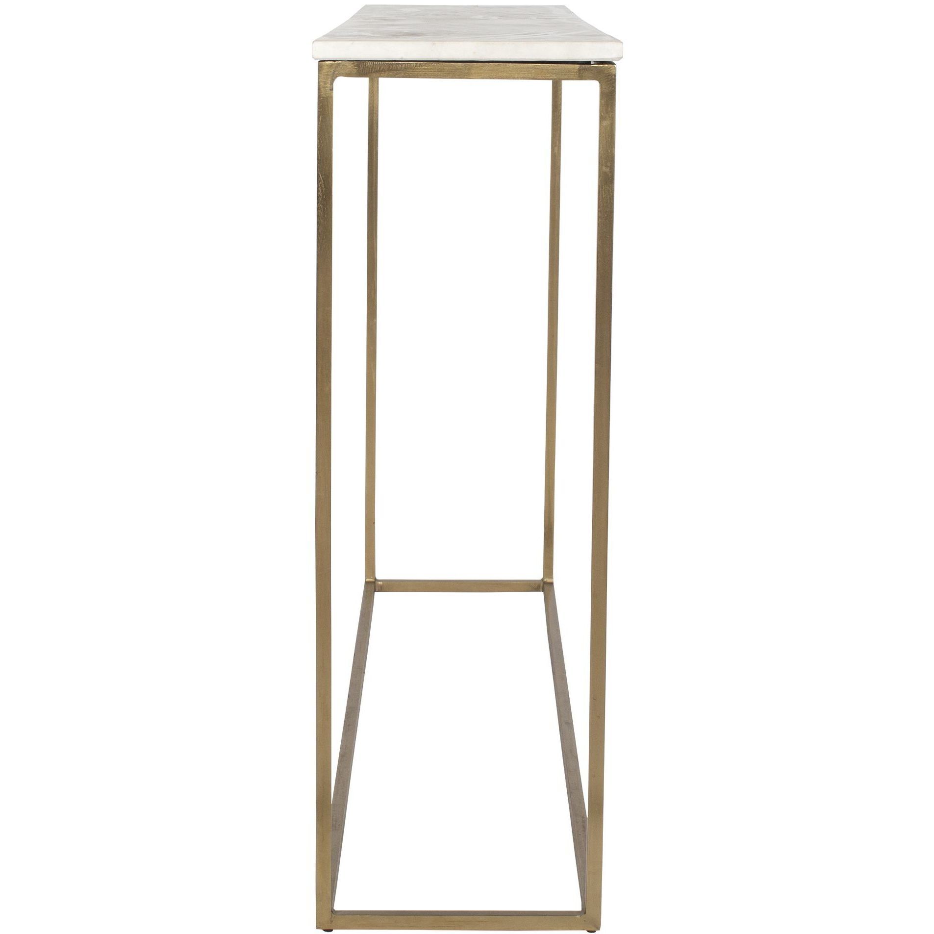 Redmond 52 inch Brass and White Marble Sofa Counter Table