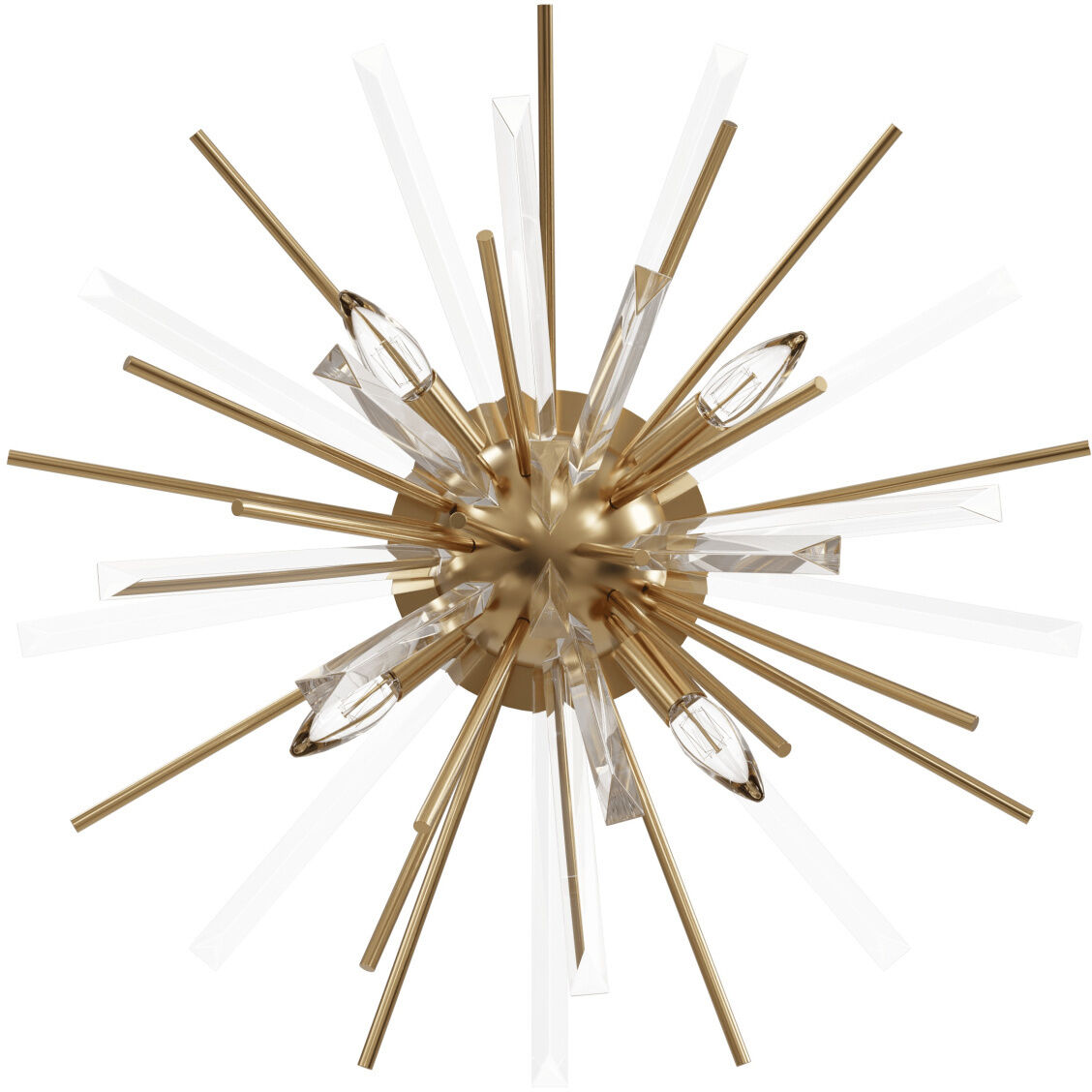 Palisades Ave. 4 Light 24 inch Aged Brass with Champagne Glass Flush Mount Ceiling Light