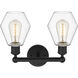 Edison Cindyrella 2 Light 15 inch Matte Black Bath Vanity Light Wall Light in Clear Glass