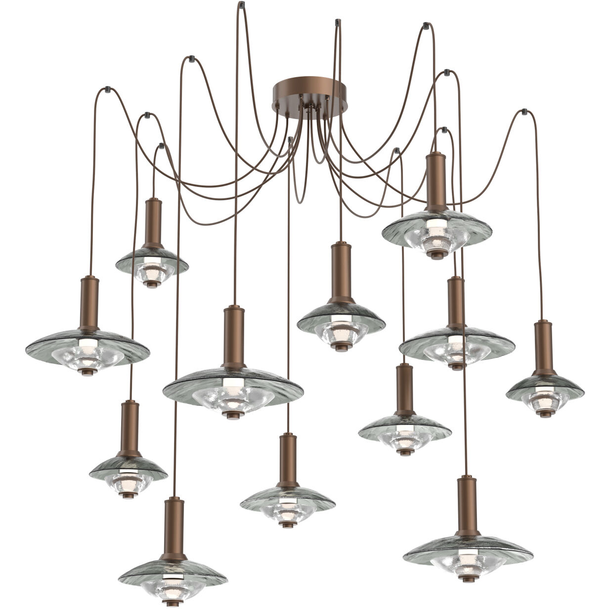 Cirrus LED 72 inch Burnished Bronze Swag Multi-Pendant Chandelier Ceiling Light in 3000K LED, Smoke Granite