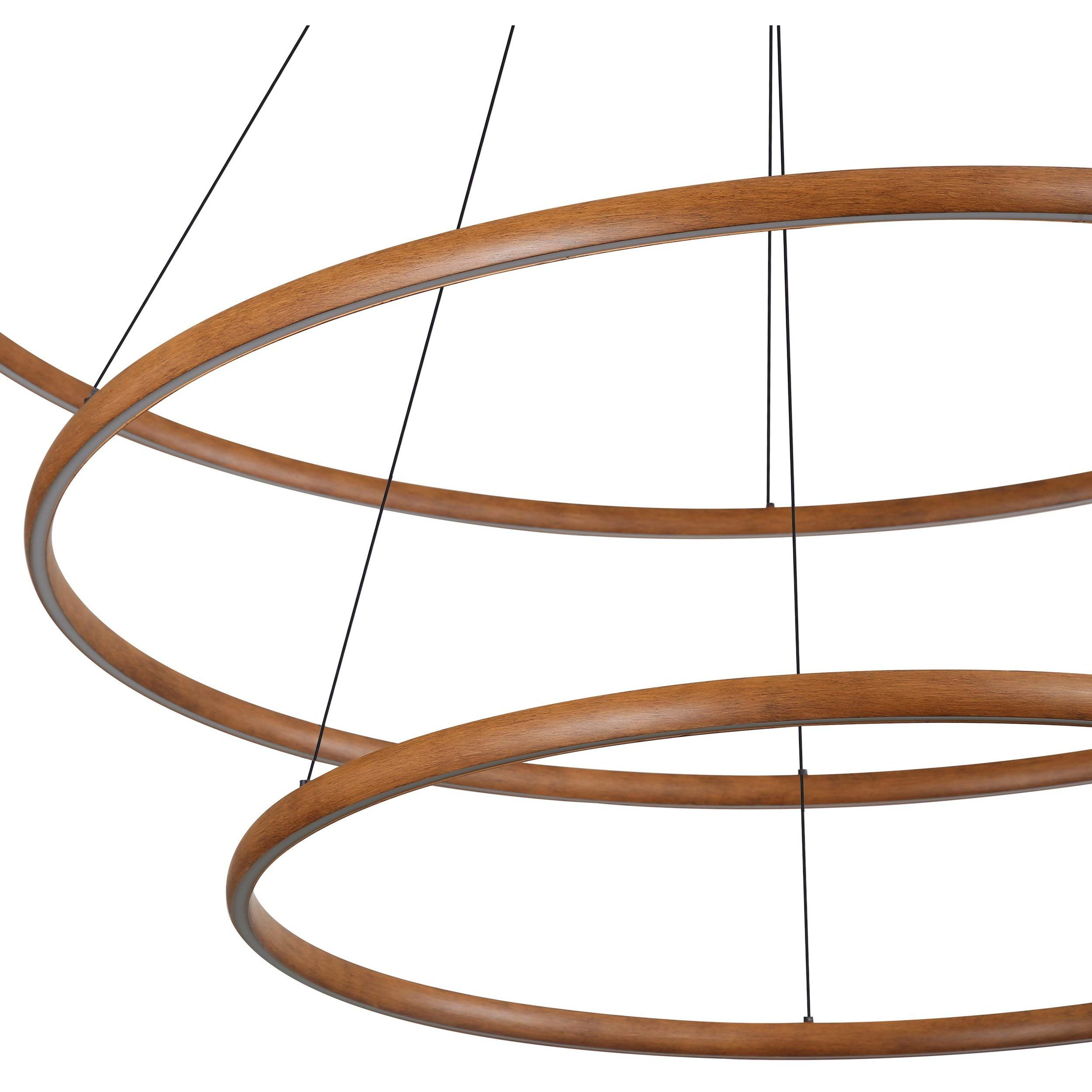 Veritas 59 inch 80.00 watt Walnut Chandelier Ceiling Light, 3 Tier