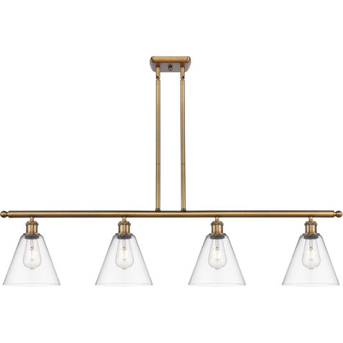 Ballston Ballston Cone LED 48 inch Brushed Brass Island Light Ceiling Light in Clear Glass