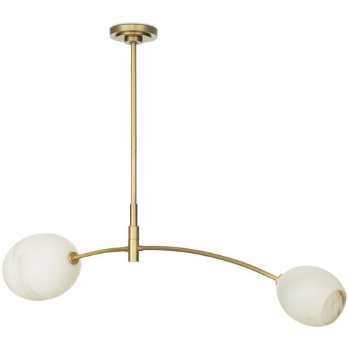Artemis 2 Light 46.75 inch Natural Brass Pendant Ceiling Light in Alabaster Glass