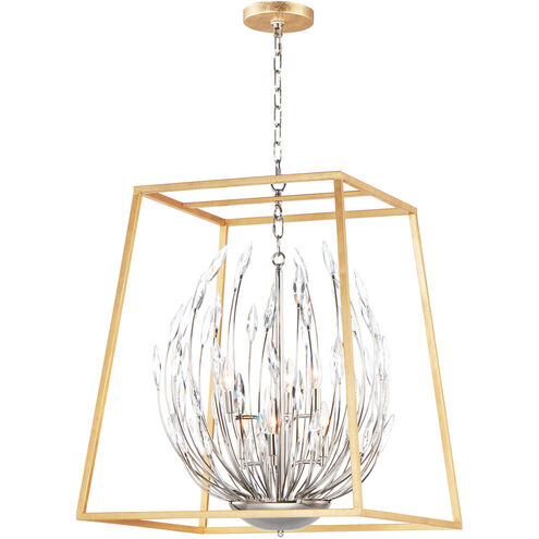 Bouquet 6 Light 25 inch Polished Nickel/Gold Leaf Multi-Light Pendant Ceiling Light