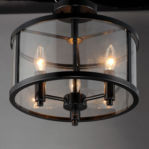 Sentinel 3 Light 13 inch Black Semi-Flush Mount Ceiling Light