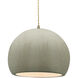 Radiance LED 12.25 inch Celadon Green Crackle and Antique Brass Pendant Ceiling Light