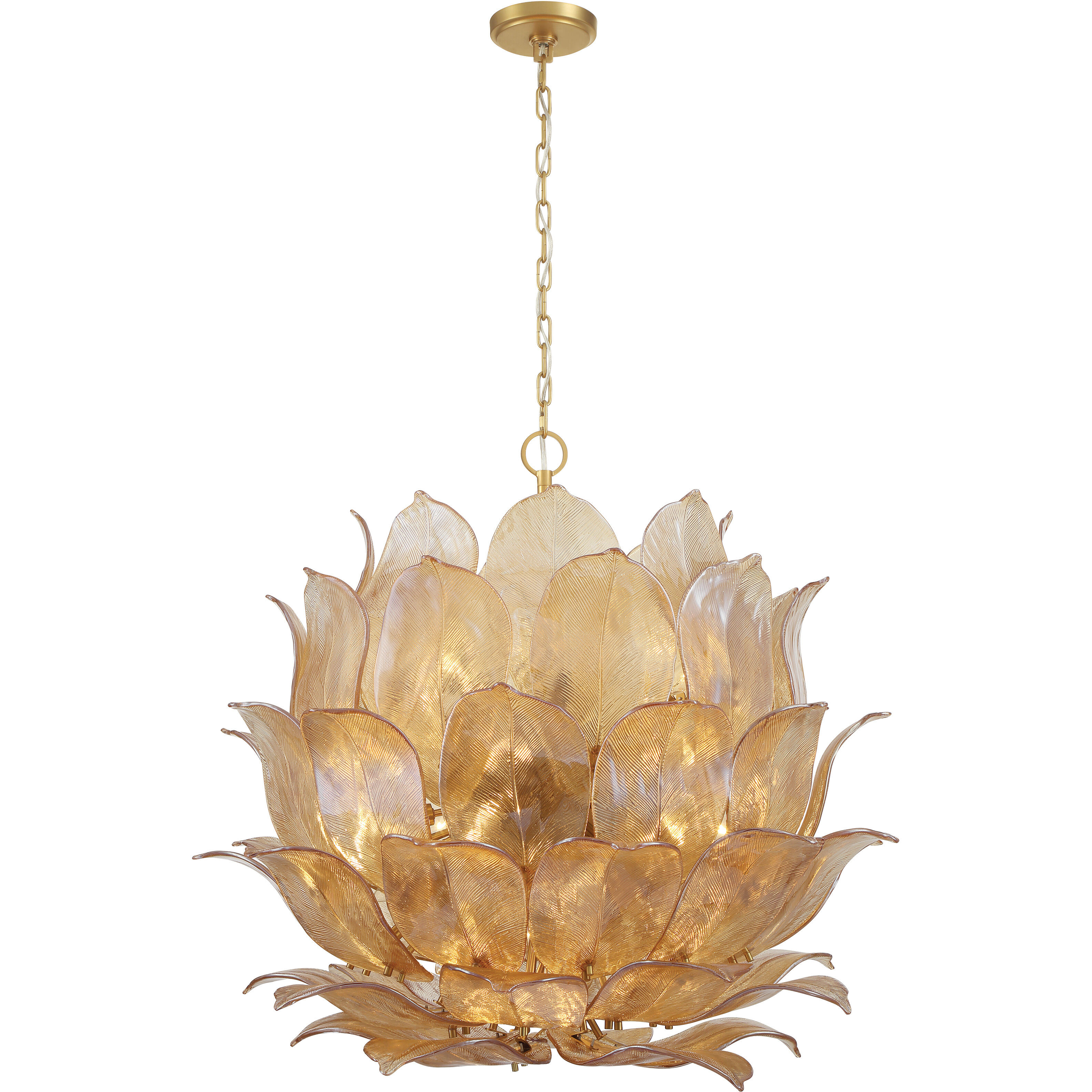 Orchid 24 Light 35.5 inch Legacy Brass Pendant Ceiling Light in Amber Handmade Glass