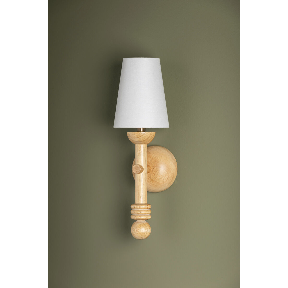 Iver 1 Light 6 inch Patina Brass Wall Sconce Wall Light, Carved from Turned Wood