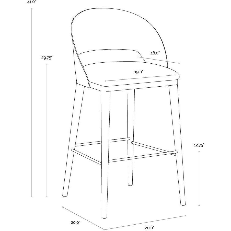 Dezirae 41 inch Black / Cognac Leather Barstool