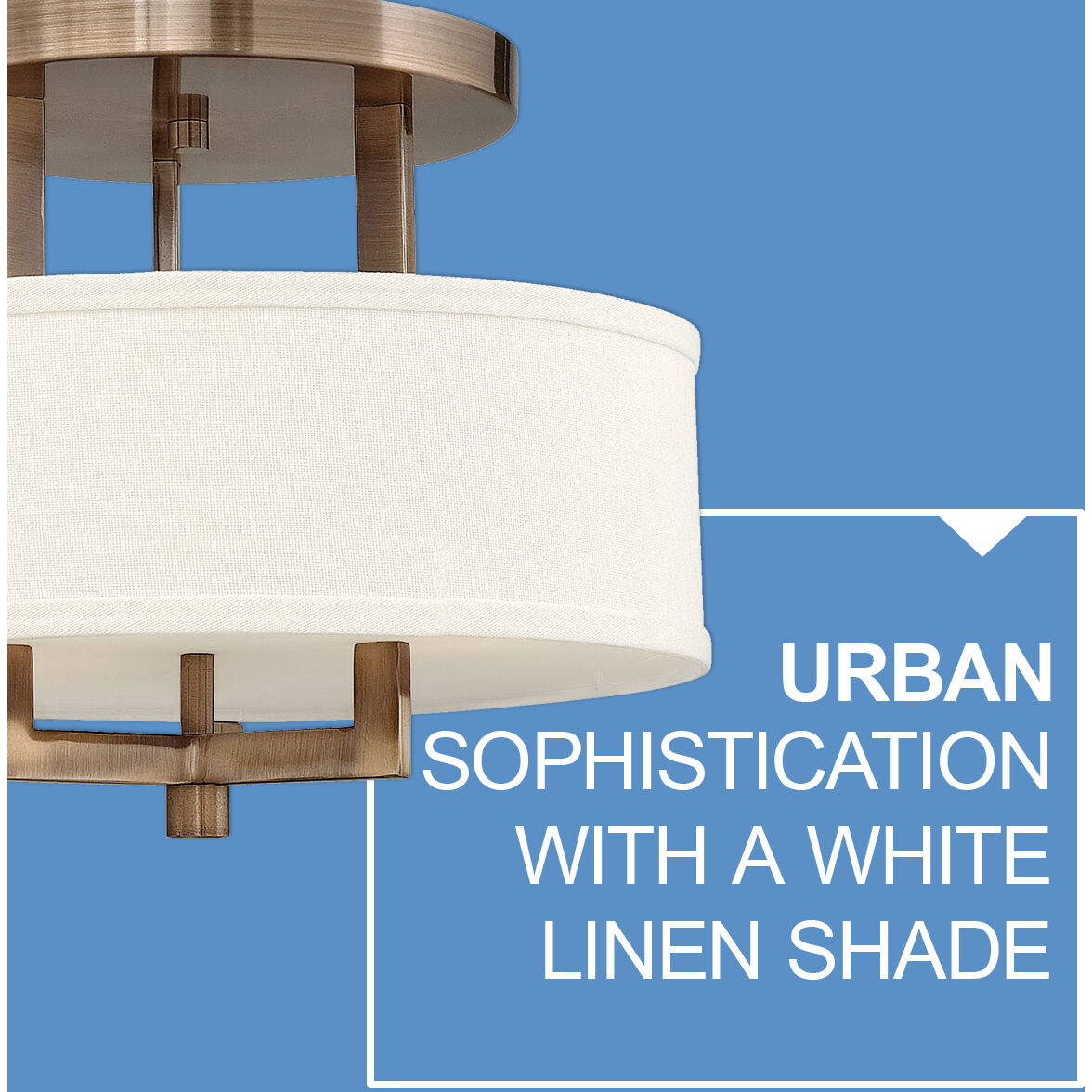 Hampton 3 Light 15 inch Brushed Bronze Indoor Semi-Flush Mount Ceiling Light in Non-LED