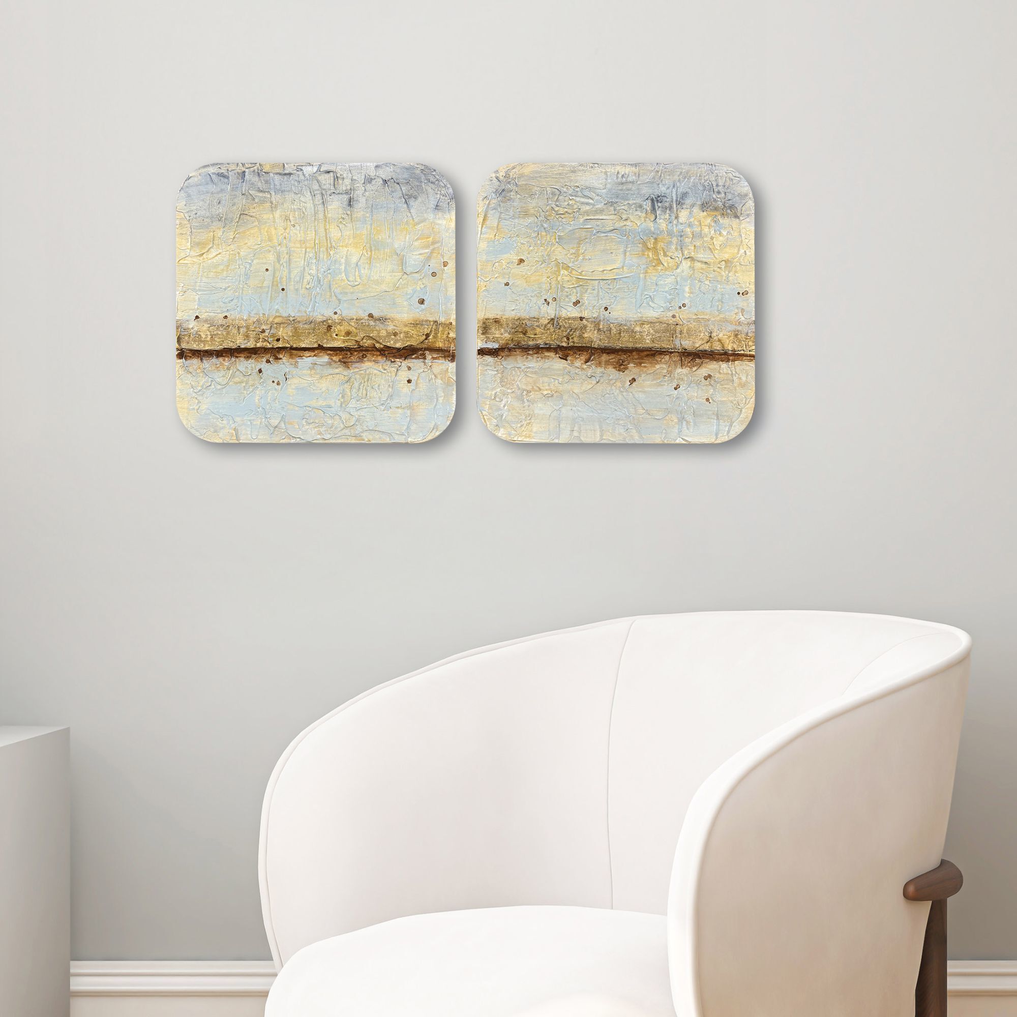 Coastal Horizon Blue and Brown and Metallic Wall Sculpture, The Studio