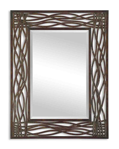 Lucky 42 X 32 inch Distressed Mocha Brown Forged Metal Wall Mirror