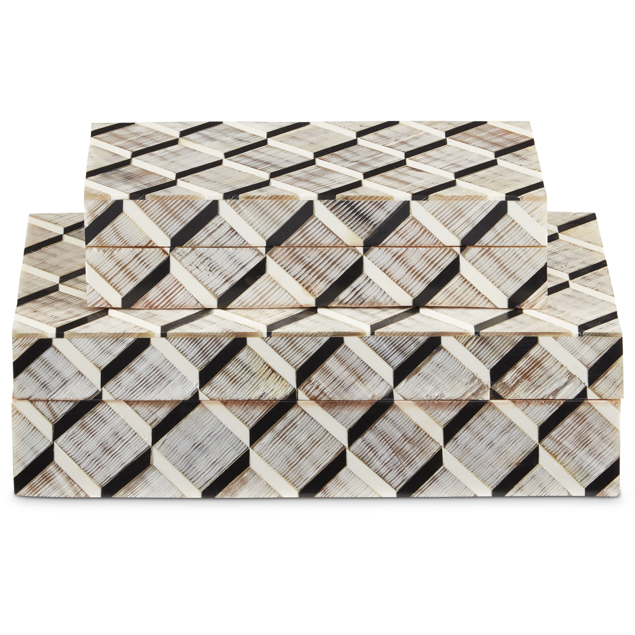 Derian 10.5 inch Black/White/Natural Boxes, Set of 2