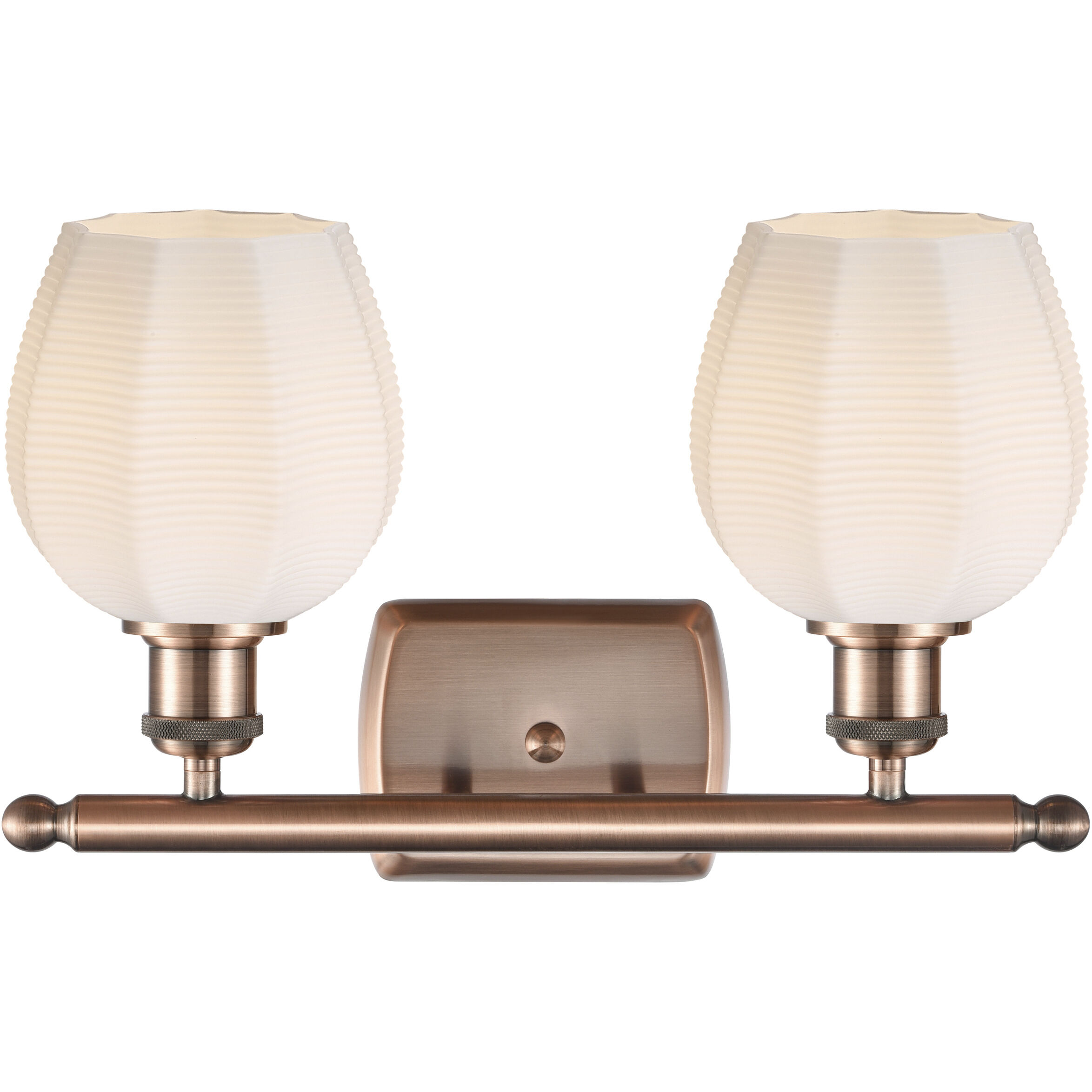 Ballston Norfolk 2 Light 16 inch Antique Copper Bath Vanity Light Wall Light in Matte White Glass