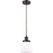 Ballston Small Cone LED 6 inch Oil Rubbed Bronze Mini Pendant Ceiling Light in Matte White Glass, Ballston