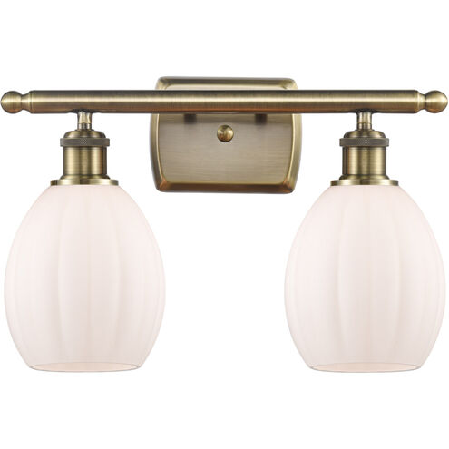 Ballston Eaton LED 16 inch Antique Brass Bath Vanity Light Wall Light in Matte White Glass, Ballston