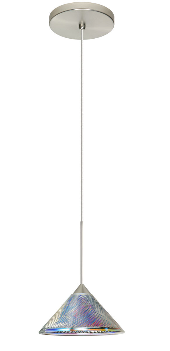 Kona 1 Light Satin Nickel Pendant Ceiling Light in Halogen
