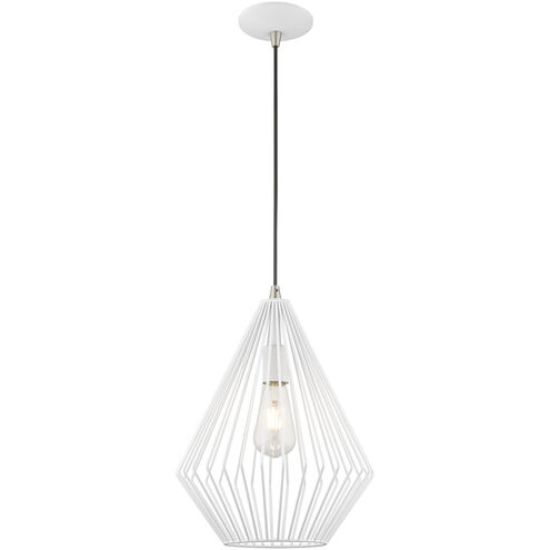 Geometric 1 Light 12 inch White Mini Pendant Ceiling Light