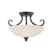 Kendall 2 Light 16 inch Oil Rubbed Bronze Semi-Flush Ceiling Light in Frosted