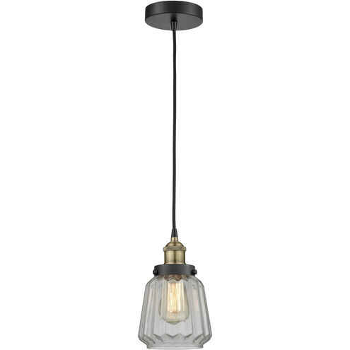 Chatham 1 Light 7 inch Black Antique Brass Mini Pendant Ceiling Light in Clear Glass