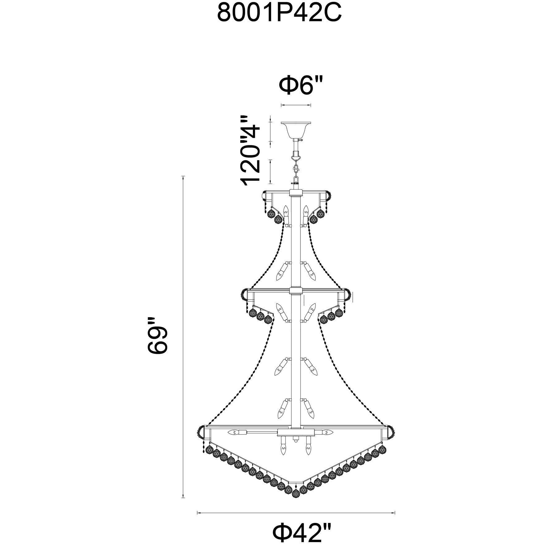 Empire 38 Light 42 inch Gold Down Chandelier Ceiling Light