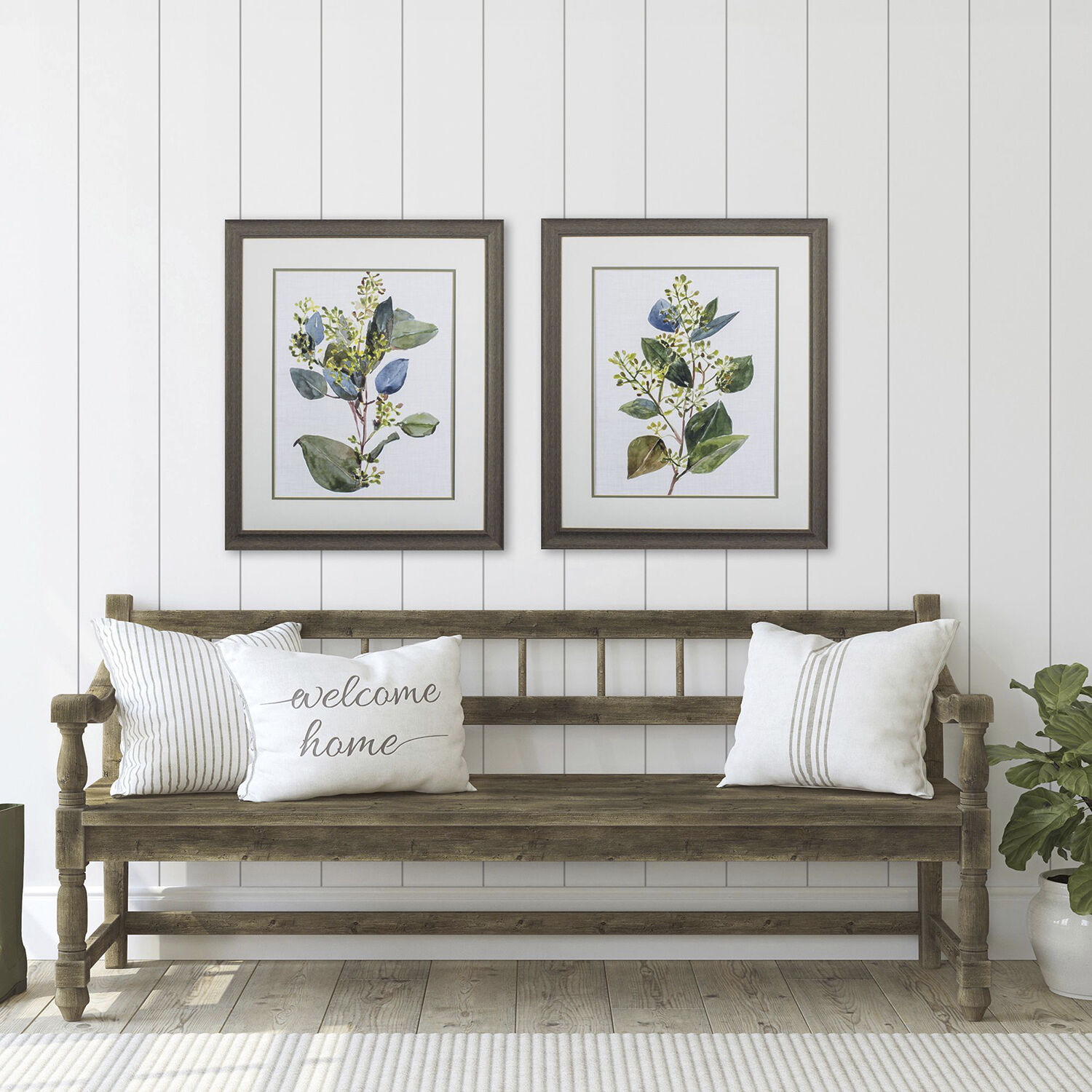 Florals Green and Blue Framed Art, Propac