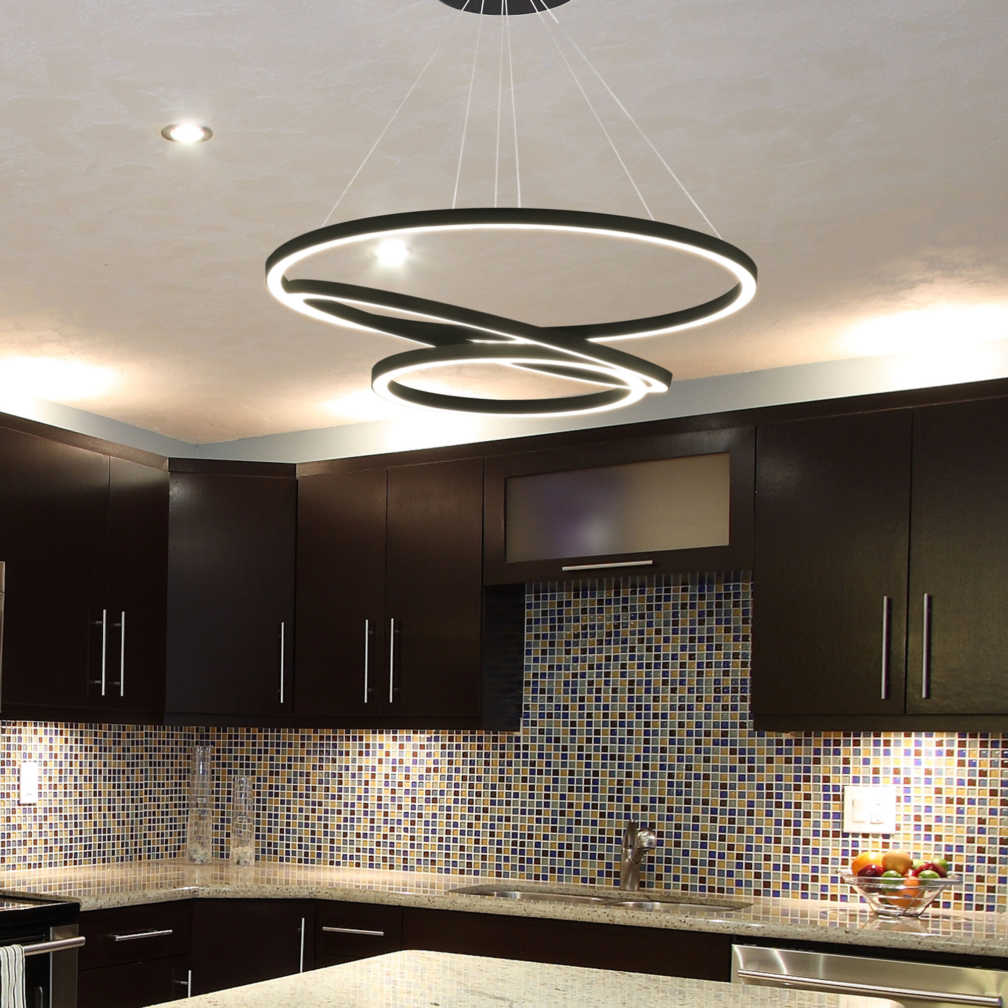 Tania Trio 31.5 inch Black Chandelier Ceiling Light