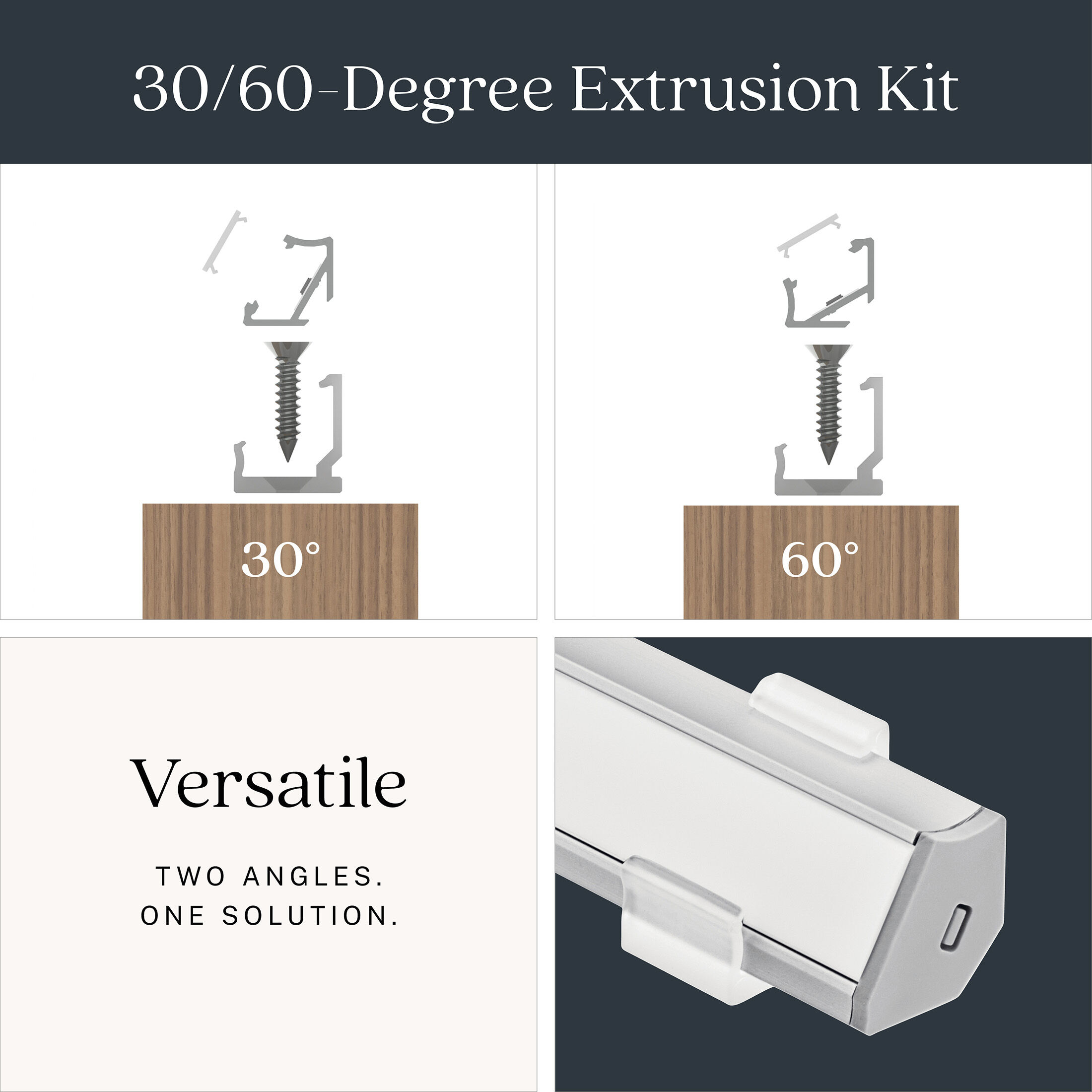 TE Series Silver 96 inch Extrusion Kit, 30 or 60 degree