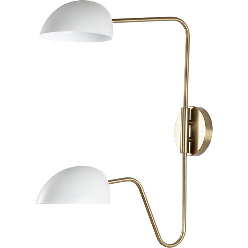 Trilby 1 Light 37 inch Matte White/Burnished Brass Bathroom Vanity Lights Wall Light