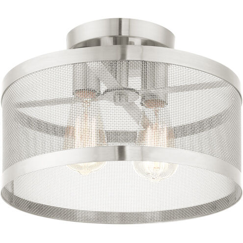 Industro 2 Light 13 inch Brushed Nickel Semi Flush Ceiling Light