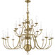 Williamsburgh 22 Light 42 inch Antique Brass Chandelier Ceiling Light