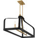 Sheffield Linear Chandelier Ceiling Light in Black with Warm Brass