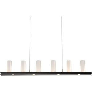 Carlyle LED 44 inch Burnished Bronze Linear Pendant Ceiling Light in 3000K LED, Floret Inner - Smoke Outer, Corona