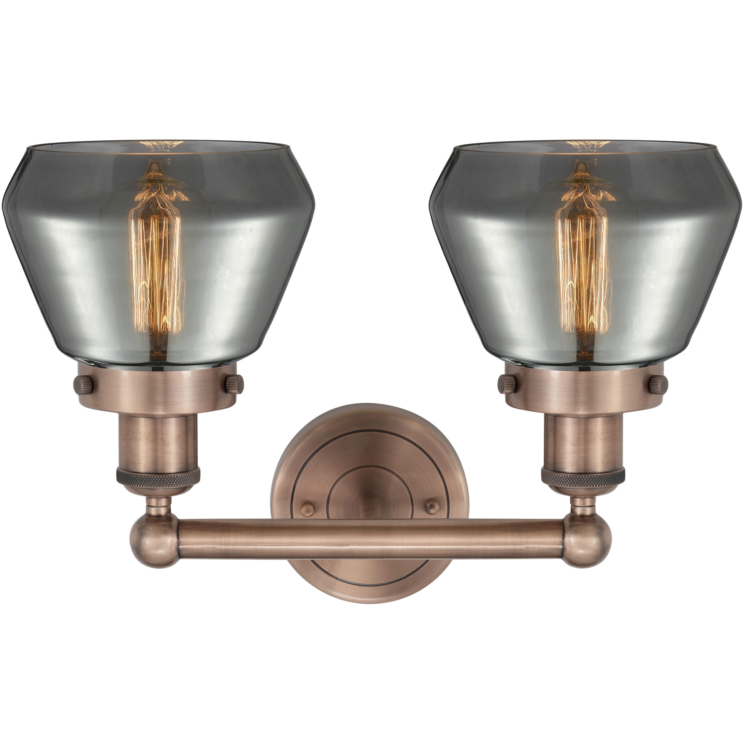 Fulton 2 Light 15.5 inch Antique Copper Bath Vanity Light Wall Light in Plated Smoke