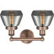 Fulton 2 Light 15.5 inch Antique Copper Bath Vanity Light Wall Light in Plated Smoke