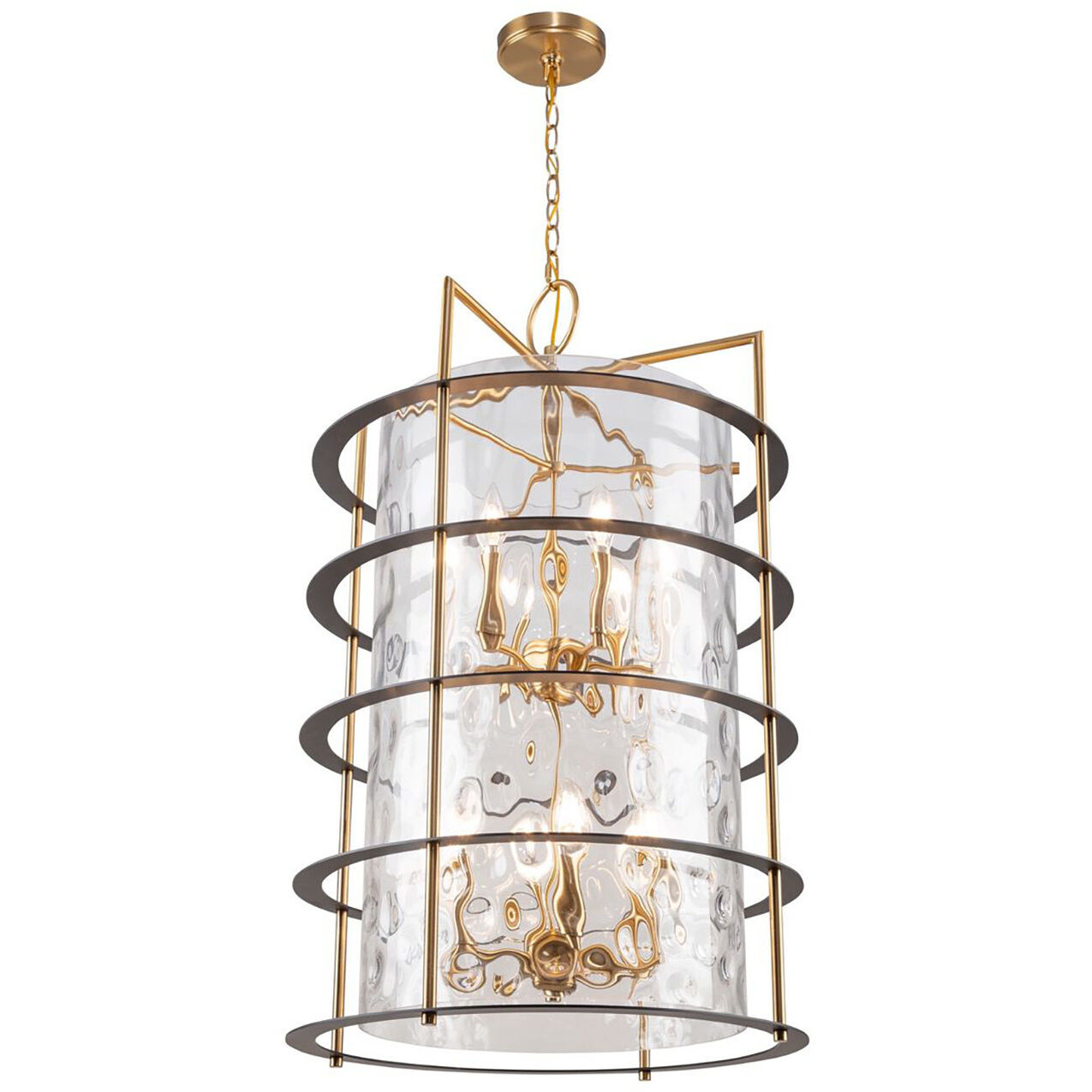 Burford LED 20.5 inch Brass and Black Chandelier Ceiling Light