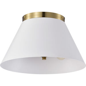 Dover 2 Light 14 inch White/Vintage Brass Flush Ceiling Light