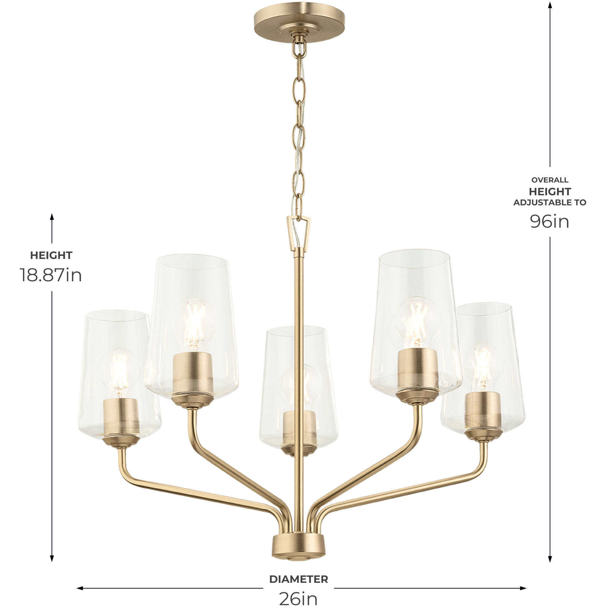 Celino 5 Light 26 inch Champagne Bronze Chandelier Ceiling Light