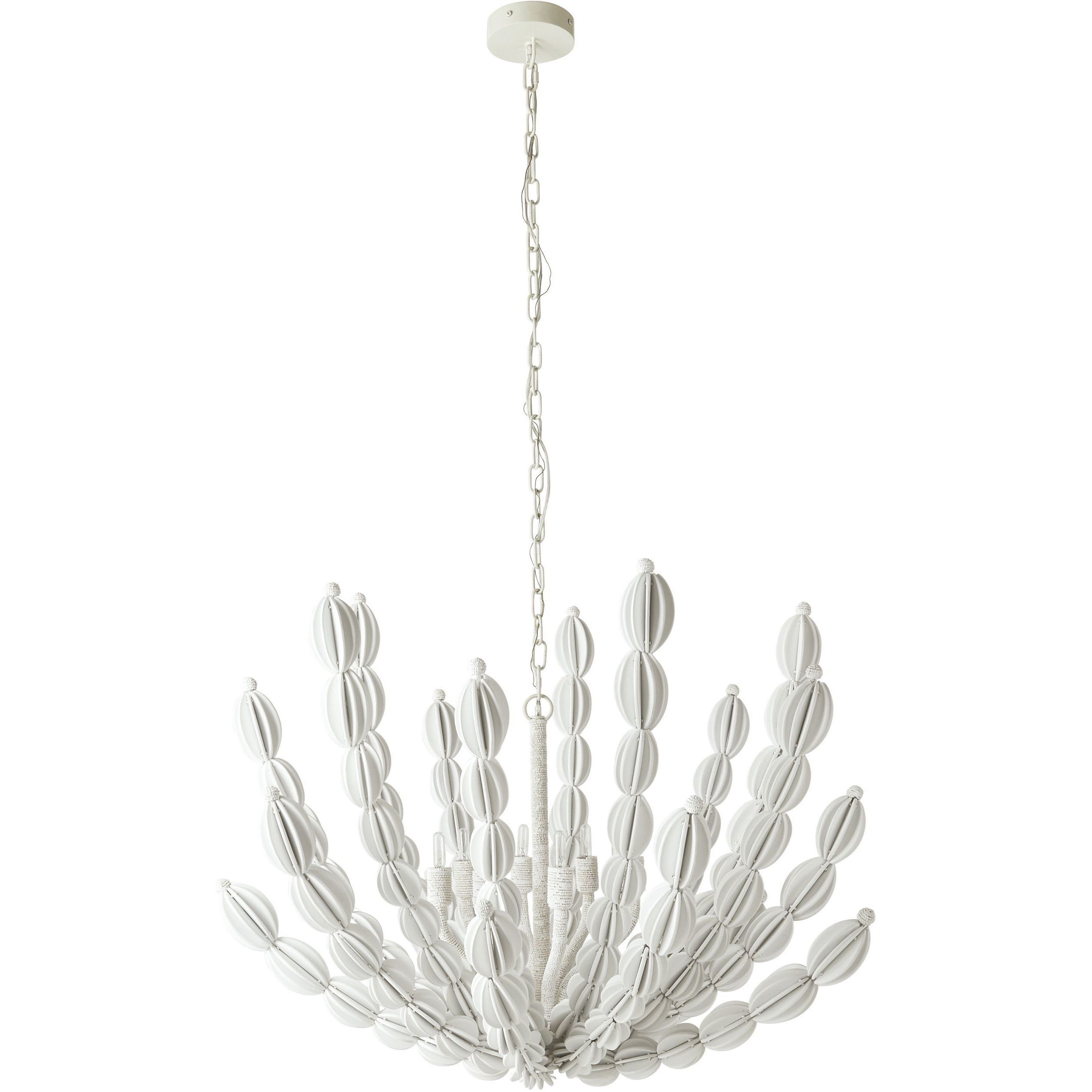 Indi 8 Light 42 inch White Chandelier Ceiling Light, Large