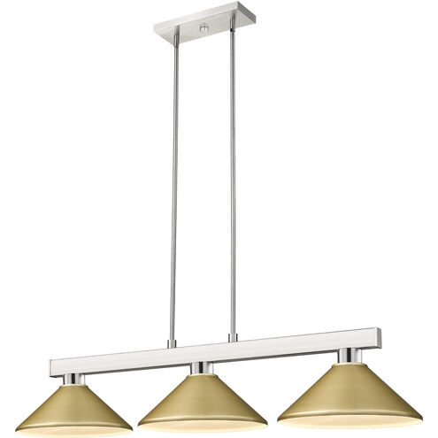 Cobalt 3 Light 46 inch Brushed Nickel Billiard Ceiling Light in Satin Gold Steel