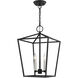Devone 3 Light 13 inch Black Convertible Semi Flush/Lantern Ceiling Light