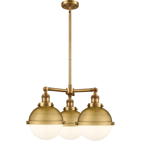 Franklin Restoration Hampden 3 Light 13 inch Brushed Brass Chandelier Ceiling Light in Seedy Glass