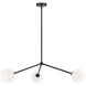 Novo 3 Light 31.13 inch Black Pendant Ceiling Light in Black and Opal Glass
