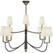 Thomas O'Brien Farlane 12 Light 48 inch Bronze with Antique Brass Chandelier Ceiling Light in Linen, Bronze and Hand-Rubbed Antique Brass, Large