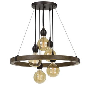 Martos 5 Light 26 inch Pine and Iron Chandelier Ceiling Light