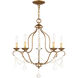 Chesterfield 5 Light 22 inch Antique Gold Leaf Chandelier Ceiling Light