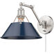 Orwell 1 Light 10 inch Pewter Articulating Wall Sconce Wall Light in Navy, Adjustable