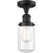 Franklin Restoration Dover LED 5 inch Matte Black Semi-Flush Mount Ceiling Light in Clear Glass, Franklin Restoration