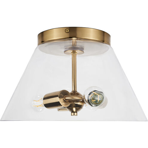 Dover 2 Light 14 inch Vintage Brass Flush Ceiling Light